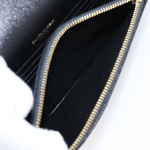 Saint Laurent Chain Shoulder Bag Leather Black Gold Auth BA15862M