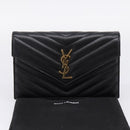 Saint Laurent Chain Shoulder Bag Leather Black Gold Auth BA15862M-25