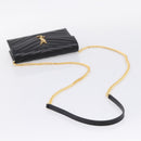 Saint Laurent Chain Shoulder Bag Leather Black Gold Auth BA15862M-7
