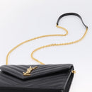 Saint Laurent Chain Shoulder Bag Leather Black Gold Auth BA15862M-8