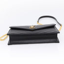 Saint Laurent Chain Shoulder Bag Leather Black Gold Auth BA15862M-9