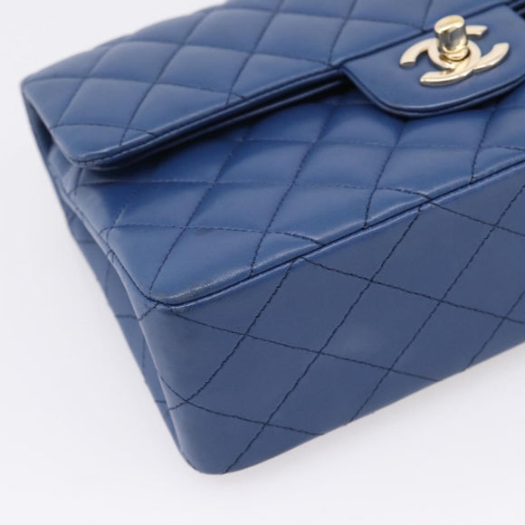 CHANEL Matelasse 23 Chain Shoulder Bag Lamb Skin Blue Gold CC Auth BA15863SAM