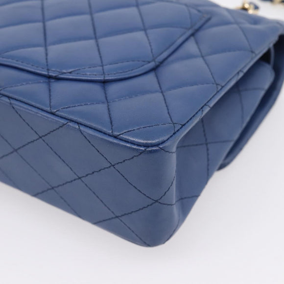 CHANEL Matelasse 23 Chain Shoulder Bag Lamb Skin Blue Gold CC Auth BA15863SAM