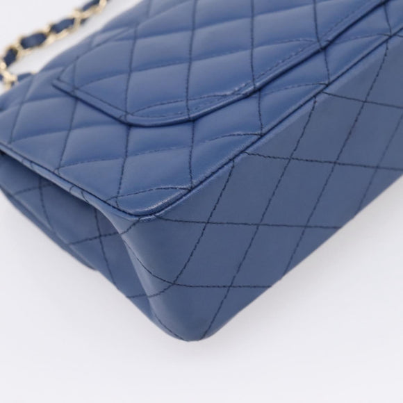 CHANEL Matelasse 23 Chain Shoulder Bag Lamb Skin Blue Gold CC Auth BA15863SAM
