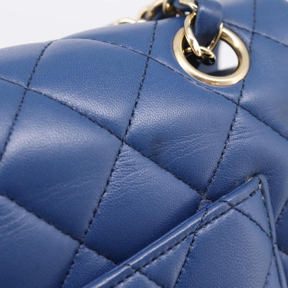 CHANEL Matelasse 23 Chain Shoulder Bag Lamb Skin Blue Gold CC Auth BA15863SAM