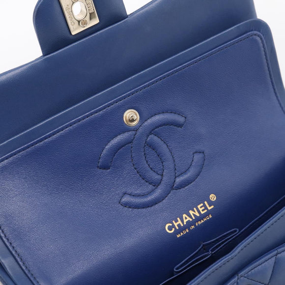CHANEL Matelasse 23 Chain Shoulder Bag Lamb Skin Blue Gold CC Auth BA15863SAM