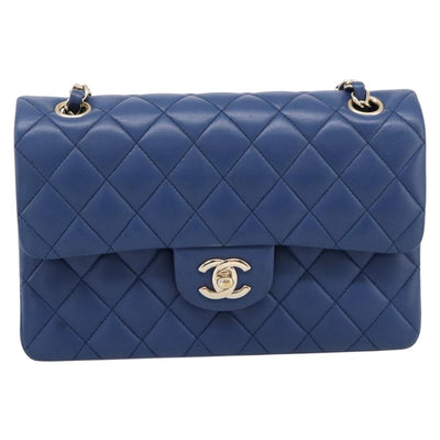 CHANEL Matelasse 23 Chain Shoulder Bag Lamb Skin Blue Gold CC Auth BA15863SAM - 0