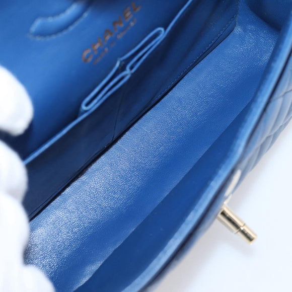 CHANEL Matelasse 23 Chain Shoulder Bag Lamb Skin Blue Gold CC Auth BA15863SAM