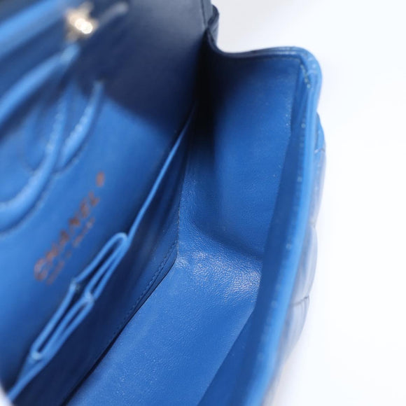 CHANEL Matelasse 23 Chain Shoulder Bag Lamb Skin Blue Gold CC Auth BA15863SAM