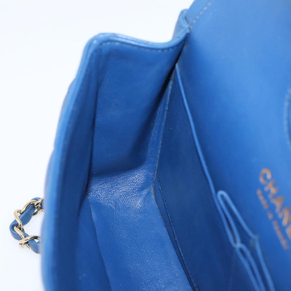 CHANEL Matelasse 23 Chain Shoulder Bag Lamb Skin Blue Gold CC Auth BA15863SAM
