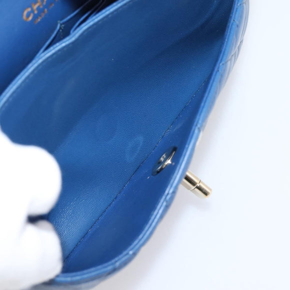 CHANEL Matelasse 23 Chain Shoulder Bag Lamb Skin Blue Gold CC Auth BA15863SAM