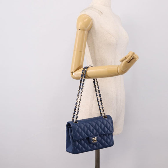 CHANEL Matelasse 23 Chain Shoulder Bag Lamb Skin Blue Gold CC Auth BA15863SAM