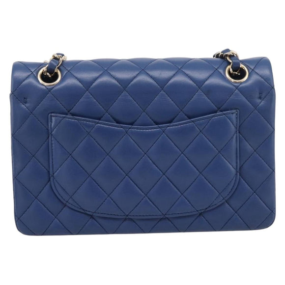 CHANEL Matelasse 23 Chain Shoulder Bag Lamb Skin Blue Gold CC Auth BA15863SAM