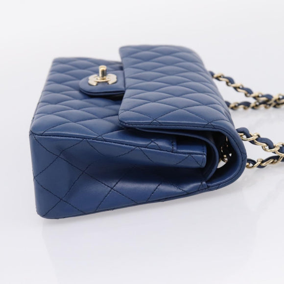CHANEL Matelasse 23 Chain Shoulder Bag Lamb Skin Blue Gold CC Auth BA15863SAM