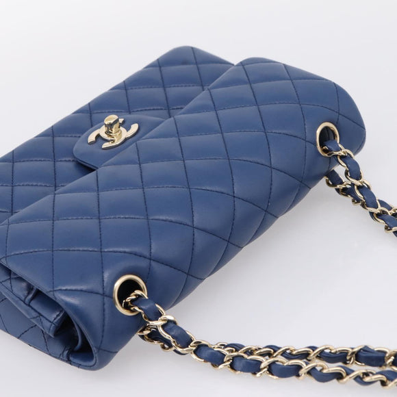 CHANEL Matelasse 23 Chain Shoulder Bag Lamb Skin Blue Gold CC Auth BA15863SAM