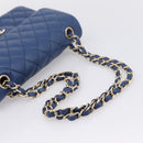 CHANEL Matelasse 23 Chain Shoulder Bag Lamb Skin Blue Gold CC Auth BA15863SAM-7