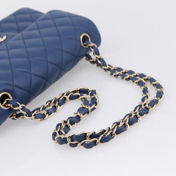 CHANEL Matelasse 23 Chain Shoulder Bag Lamb Skin Blue Gold CC Auth BA15863SAM