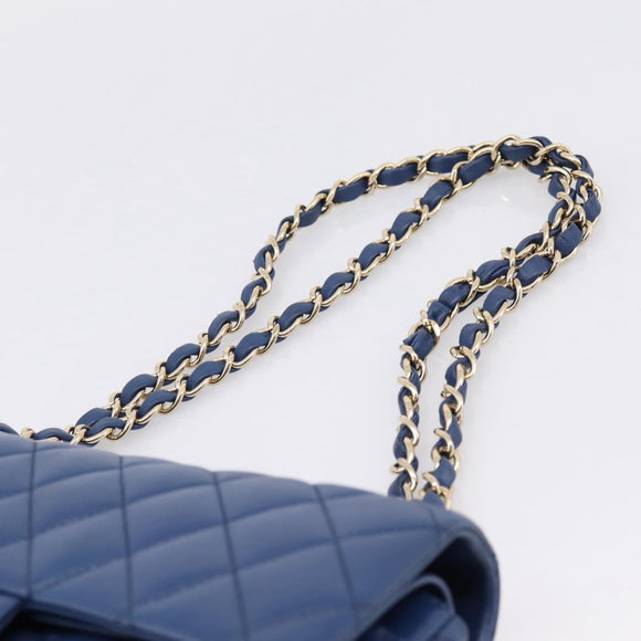 CHANEL Matelasse 23 Chain Shoulder Bag Lamb Skin Blue Gold CC Auth BA15863SAM