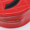 CHANEL Matelasse Round Vanity Hand Bag Patent leather Red Gold CC Auth BA15864SM-11