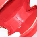 CHANEL Matelasse Round Vanity Hand Bag Patent leather Red Gold CC Auth BA15864SM-16