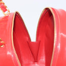 CHANEL Matelasse Round Vanity Hand Bag Patent leather Red Gold CC Auth BA15864SM-17