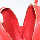 CHANEL Matelasse Round Vanity Hand Bag Patent leather Red Gold CC Auth BA15864SM-18