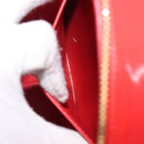 CHANEL Matelasse Round Vanity Hand Bag Patent leather Red Gold CC Auth BA15864SM-19