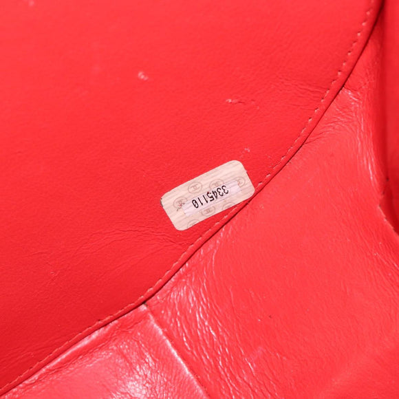 CHANEL Matelasse Round Vanity Hand Bag Patent leather Red Gold CC Auth BA15864SM