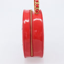 CHANEL Matelasse Round Vanity Hand Bag Patent leather Red Gold CC Auth BA15864SM-4