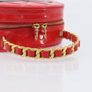 CHANEL Matelasse Round Vanity Hand Bag Patent leather Red Gold CC Auth BA15864SM-7