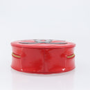CHANEL Matelasse Round Vanity Hand Bag Patent leather Red Gold CC Auth BA15864SM-9