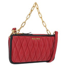 Miu Miu Chain Shoulder Bag Leather 2way Red Gold Auth BA15865M-1