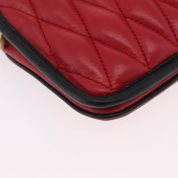 Miu Miu Chain Shoulder Bag Leather 2way Red Gold Auth BA15865M