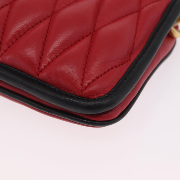Miu Miu Chain Shoulder Bag Leather 2way Red Gold Auth BA15865M