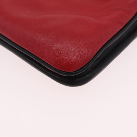 Miu Miu Chain Shoulder Bag Leather 2way Red Gold Auth BA15865M