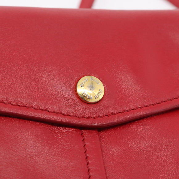 Miu Miu Chain Shoulder Bag Leather 2way Red Gold Auth BA15865M