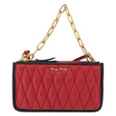 Miu Miu Chain Shoulder Bag Leather 2way Red Gold Auth BA15865M-13