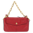 Miu Miu Chain Shoulder Bag Leather 2way Red Gold Auth BA15865M-2