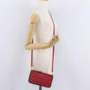Miu Miu Chain Shoulder Bag Leather 2way Red Gold Auth BA15865M-30