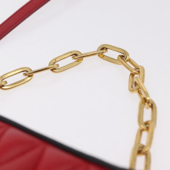 Miu Miu Chain Shoulder Bag Leather 2way Red Gold Auth BA15865M