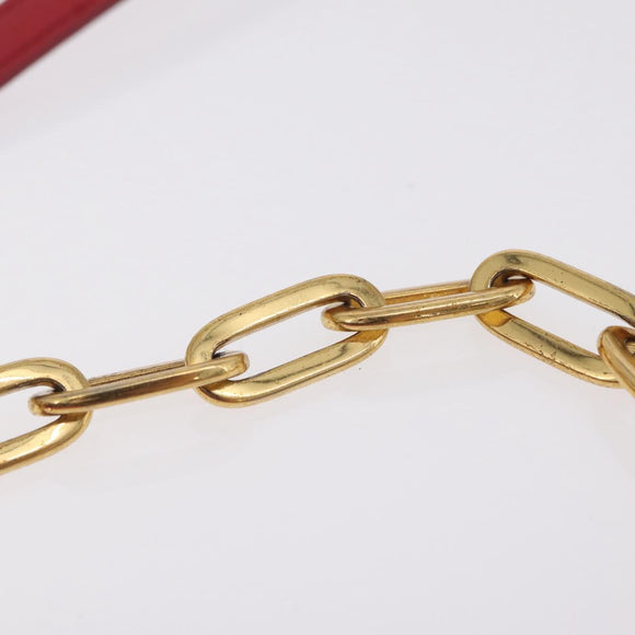 Miu Miu Chain Shoulder Bag Leather 2way Red Gold Auth BA15865M