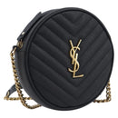 Saint Laurent Chain Shoulder Bag Leather Black Gold Auth BA15866M-1