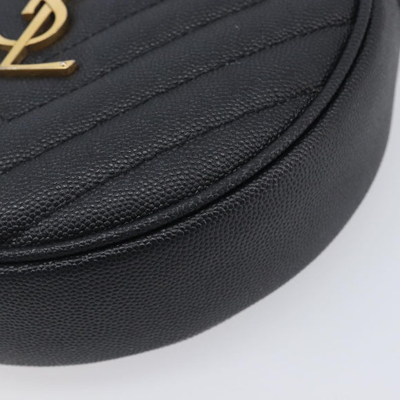 Saint Laurent Chain Shoulder Bag Leather Black Gold Auth BA15866M