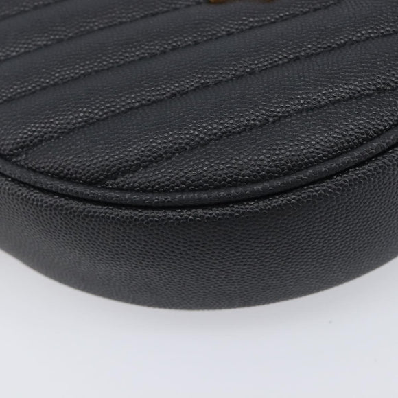 Saint Laurent Chain Shoulder Bag Leather Black Gold Auth BA15866M