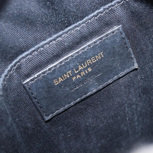 Saint Laurent Chain Shoulder Bag Leather Black Gold Auth BA15866M
