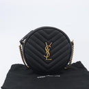 Saint Laurent Chain Shoulder Bag Leather Black Gold Auth BA15866M-24