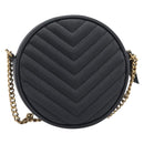 Saint Laurent Chain Shoulder Bag Leather Black Gold Auth BA15866M-3