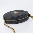 Saint Laurent Chain Shoulder Bag Leather Black Gold Auth BA15866M-6