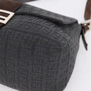 FENDI Zucchino Canvas Mamma Baguette Shoulder Bag Gray Silver Auth BA15868V-10