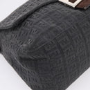 FENDI Zucchino Canvas Mamma Baguette Shoulder Bag Gray Silver Auth BA15868V-14